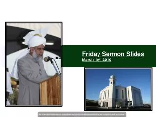 Friday Sermon Slides March 19 th 2010