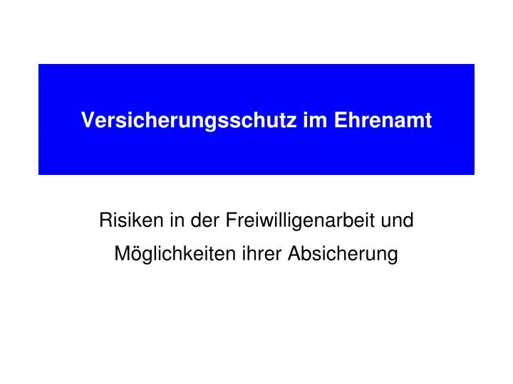 versicherungsschutz im ehrenamt