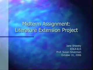 Midterm Assignment: Literature Extension Project