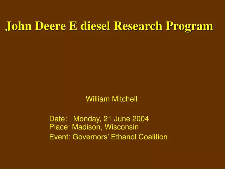 john deere e diesel research program