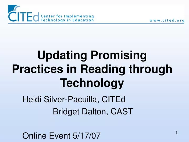 updating promising practices in reading through technology