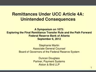 Remittances Under UCC Article 4A: Unintended Consequences