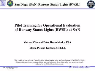 Pilot Training for Operational Evaluation of Runway Status Lights (RWSL) at SAN