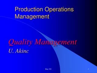 Production Operations Management