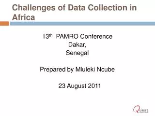 Challenges of Data Collection in Africa