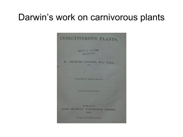 darwin s work on carnivorous plants