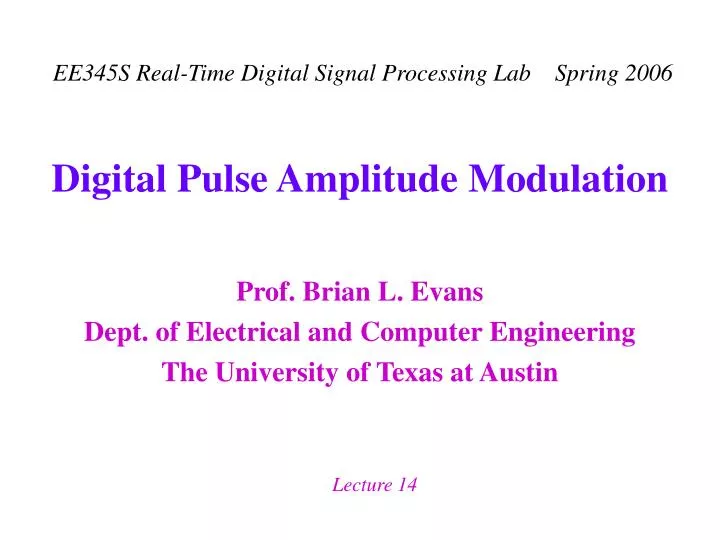 digital pulse amplitude modulation