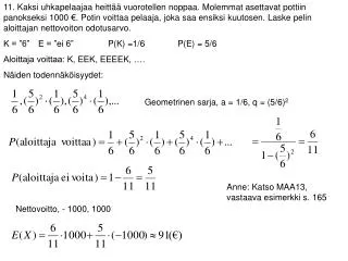 Geometrinen sarja, a = 1/6, q = (5/6) 2