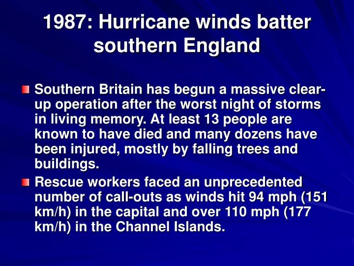 1987 hurricane winds batter southern england