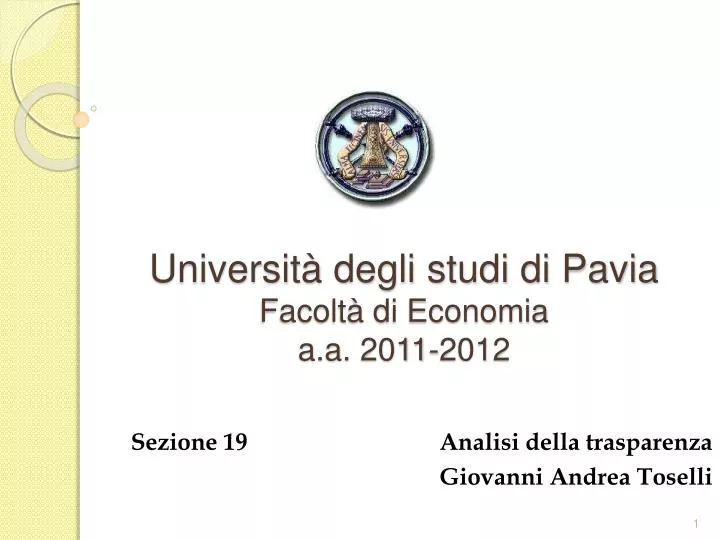 universit degli studi di pavia facolt di economia a a 2011 2012