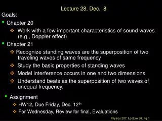 Lecture 28, Dec. 8