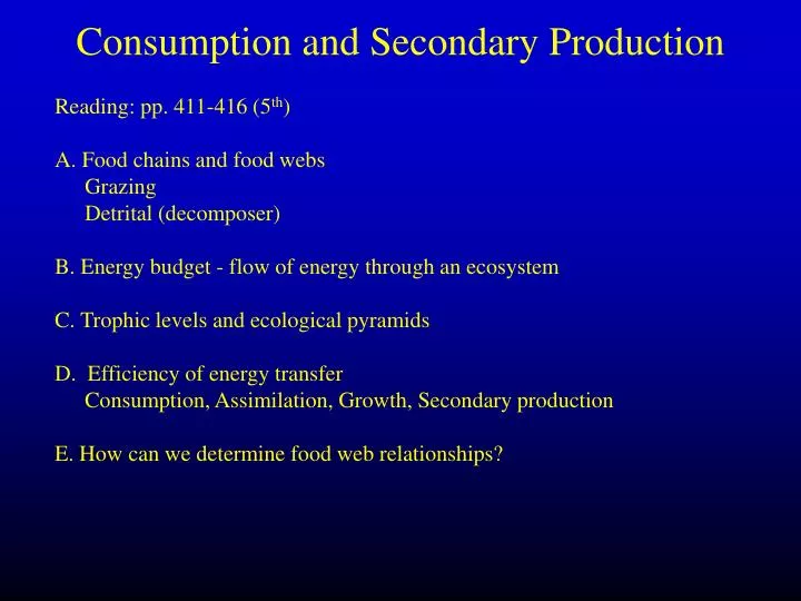 consumption and secondary production