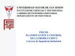 UNIVERSIDAD MAYOR DE SAN SIMON FACULTAD DE CIENCIAS Y TECNOLOGIA CARRERA DE INGENIERIA INDUSTRIAL DEPARTAMENTO DE INDUST