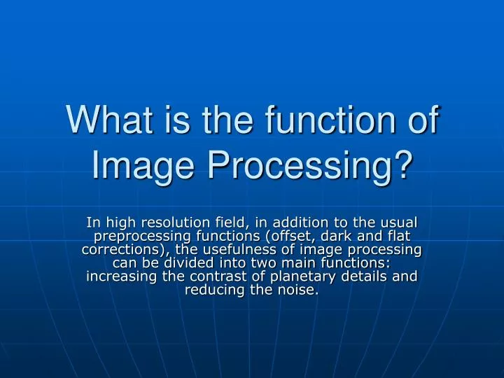 what is the function of image processing