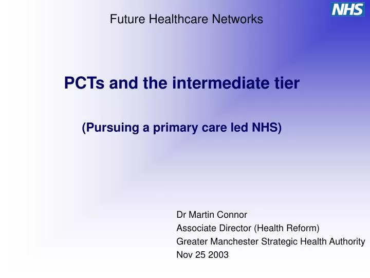 pcts and the intermediate tier pursuing a primary care led nhs