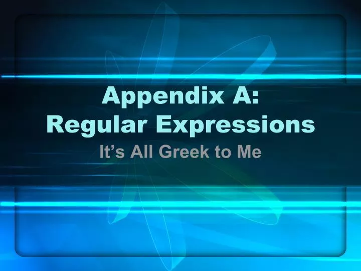 appendix a regular expressions