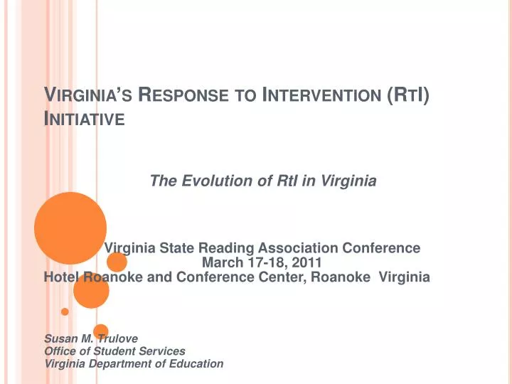 virginia s response to intervention rti initiative