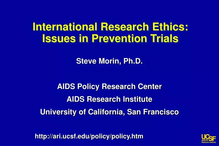 international research ethics issues in prevention trials