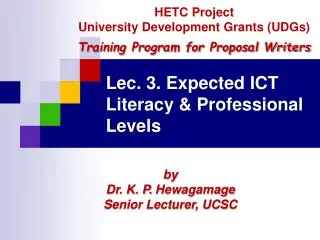Lec. 3. Expected ICT Literacy &amp; Professional Levels