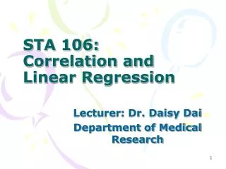 STA 106: Correlation and Linear Regression