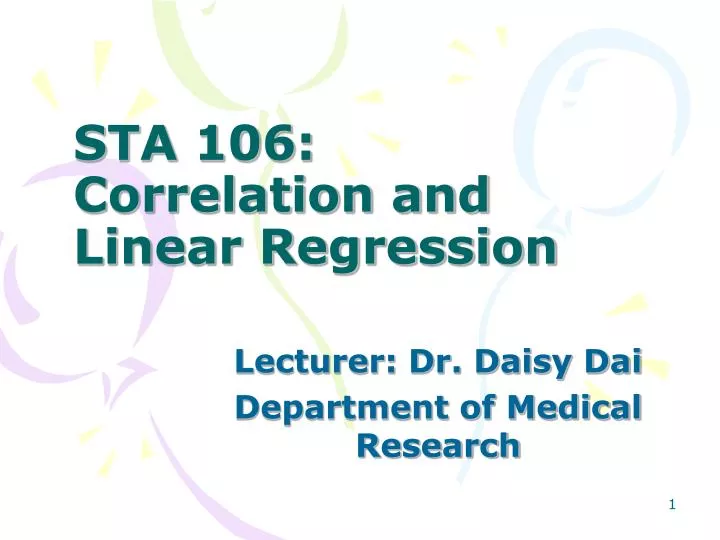 sta 106 correlation and linear regression