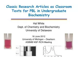 Classic Research Articles as Classroom Texts for PBL in Undergraduate Biochemistry