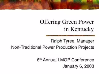Offering Green Power in Kentucky