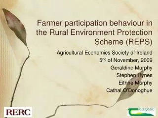Farmer participation behaviour in the Rural Environment Protection Scheme (REPS)