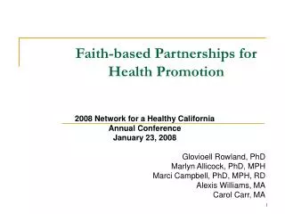 Faith-based Partnerships for Health Promotion