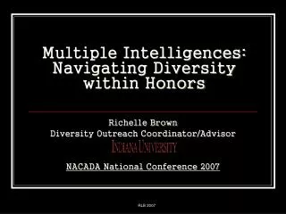 Multiple Intelligences: Navigating Diversity within Honors