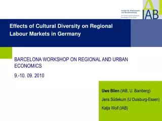 Effects of Cultural Diversity on Regional Labour Markets in Germany