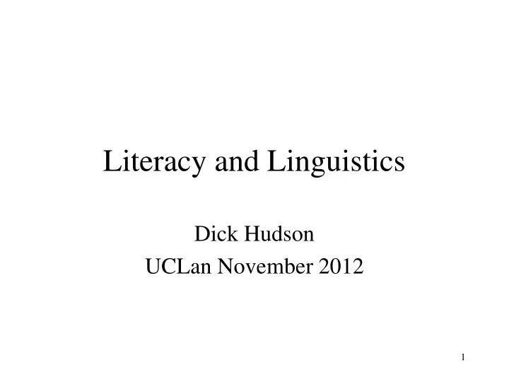 literacy and linguistics