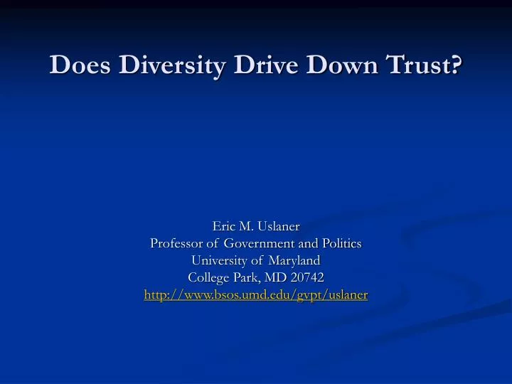 does diversity drive down trust