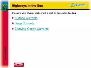Choose to view chapter section with a click on the section heading. Surface Currents Deep Currents Studying Ocean Curren