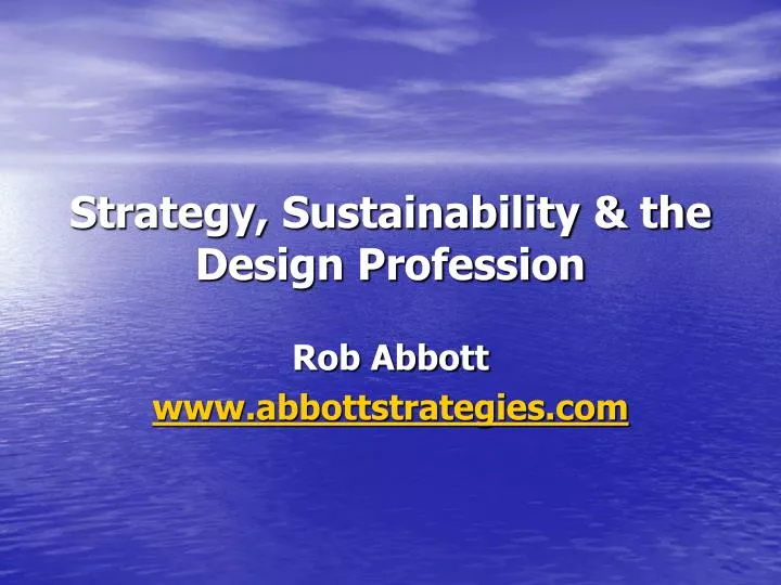 strategy sustainability the design profession