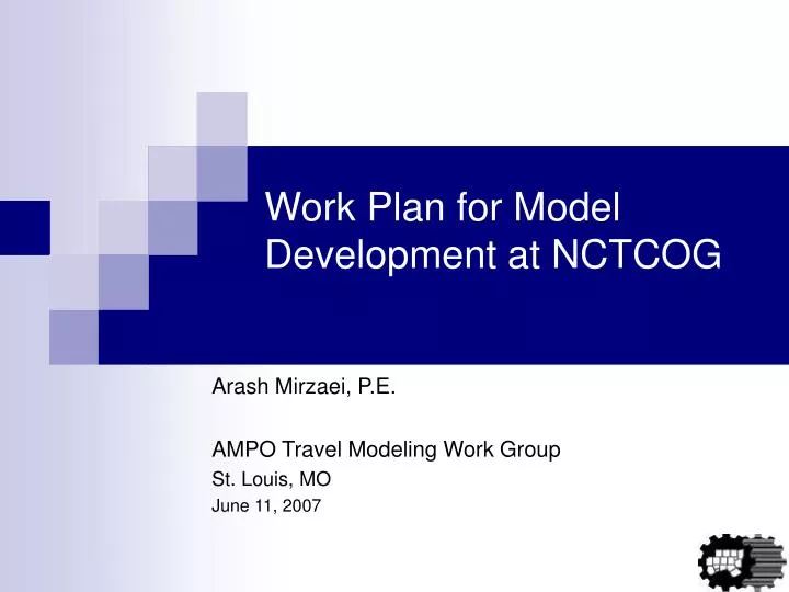 work plan for model development at nctcog