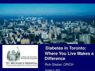 Diabetes in Toronto: 		 		 Where You Live Makes a Difference