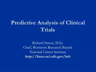 Predictive Analysis of Clinical Trials