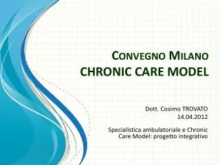 Convegno Milano CHRONIC CARE MODEL