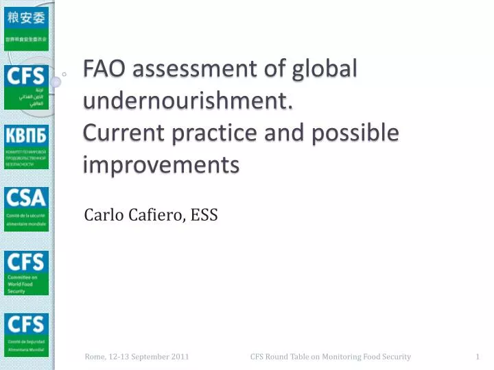 fao assessment of global undernourishment current practice and possible improvements