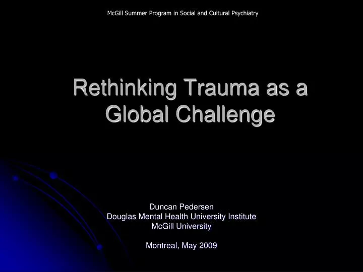 rethinking trauma as a global challenge