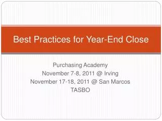 Best Practices for Year-End Close