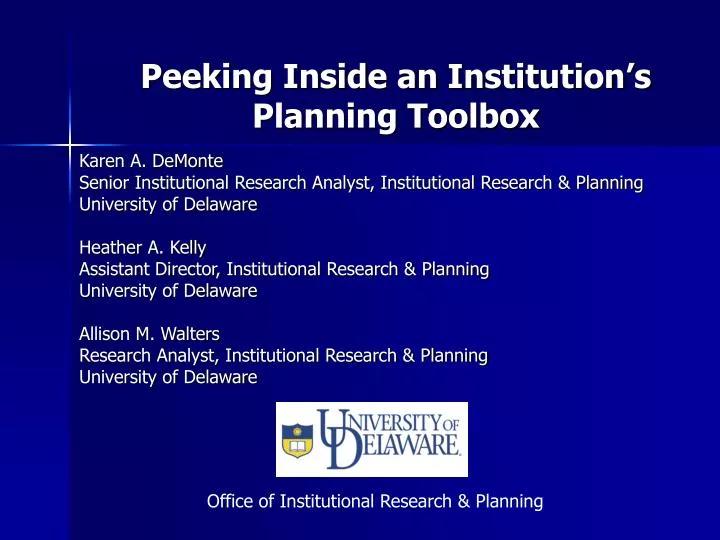 peeking inside an institution s planning toolbox