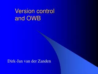 Version control and OWB