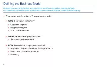 Defining the Business Model