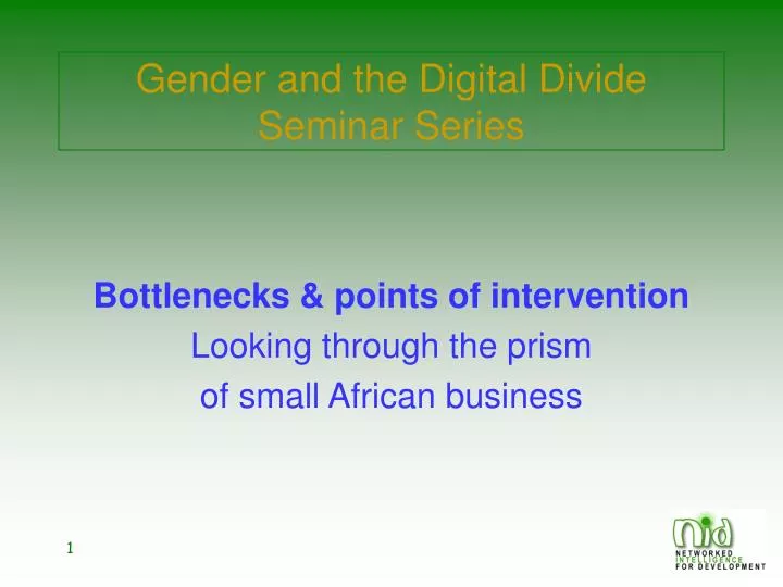 gender and the digital divide seminar series