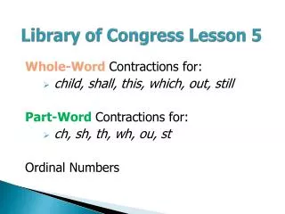 Library of Congress Lesson 5