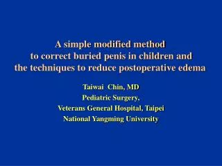 A simple modified method to correct buried penis in children and the techniques to reduce postoperative edema