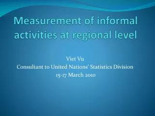 Measurement of informal activities at regional level