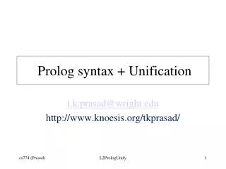 Prolog syntax + Unification